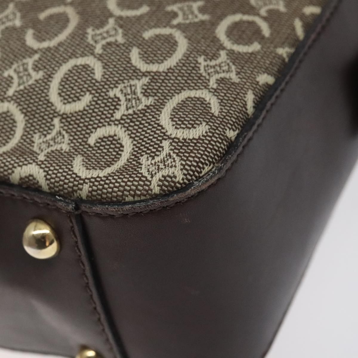CELINE C Macadam Canvas Hand Bag Brown Gold Auth 122971