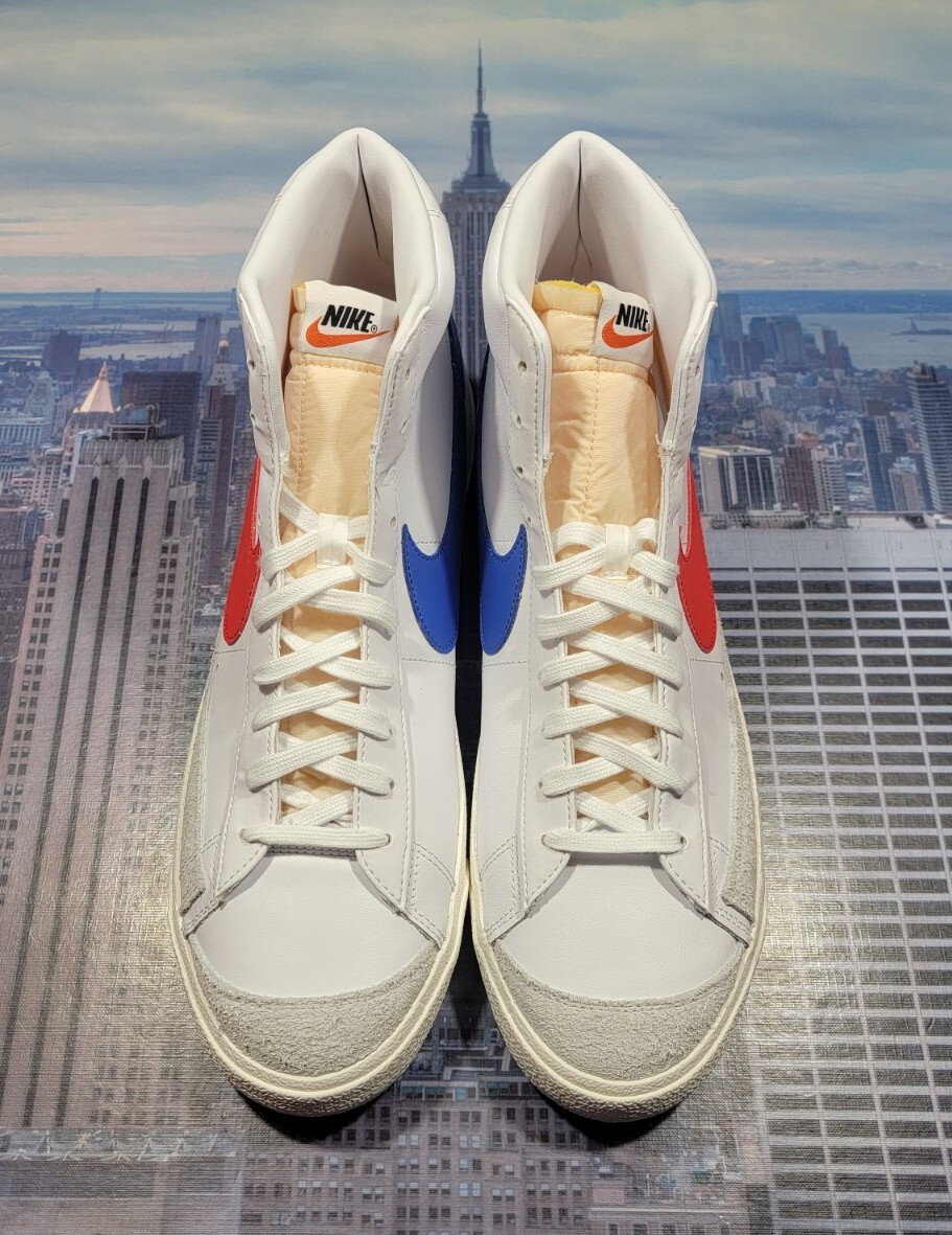 Nike Blazer Mid ’77 Vintage White/Habanero Red-Blue Mens Size 14 BQ6806 117 New