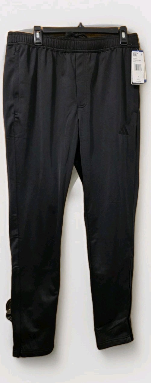 ADIDAS Tricot Men’s Size Large Black/Black Stitched Logo 12″ Leg Zip Track Pants