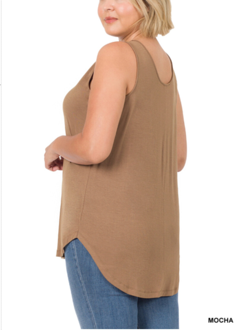 ZENANA 8507 PLUS Real Modal Sleeveless Tank Top Round Hem