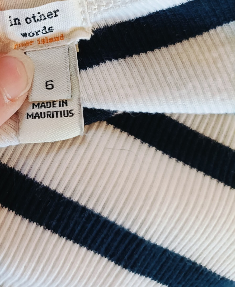In Other Words Womens Top White Size UK 6 Striped Tank 100% Cotton Ribbed Black