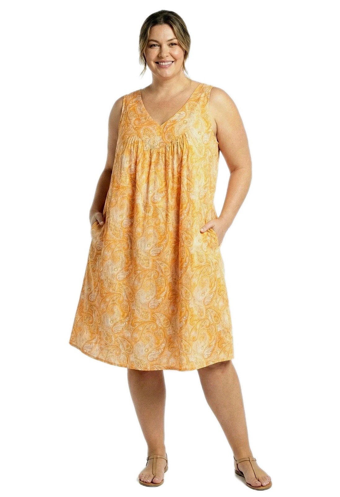 Anthony Richards VTG Women’s 5X Midi Orange Paisley Mumu Patio House Dress Vneck