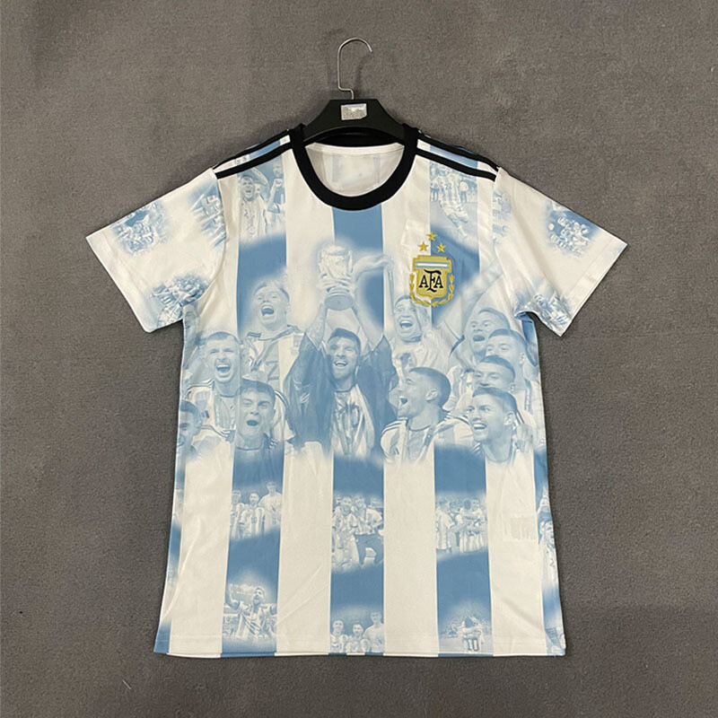 2022 World Champion Argentina Football Team Messi T-Shirt 3 Stars Soccer Jersey