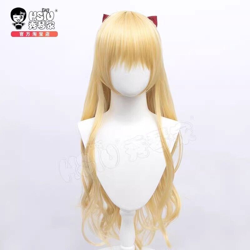 Sailor Moon Sailor Venus V Aino Minako Gold Long Hairpieces + Bowtie Cosplay Wig