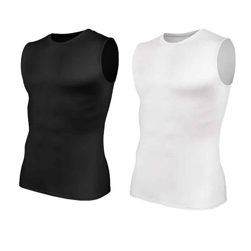 2 Pack Men Body Shaper Slimming Tummy Vest Compression Shirt Tops Shapewear US
