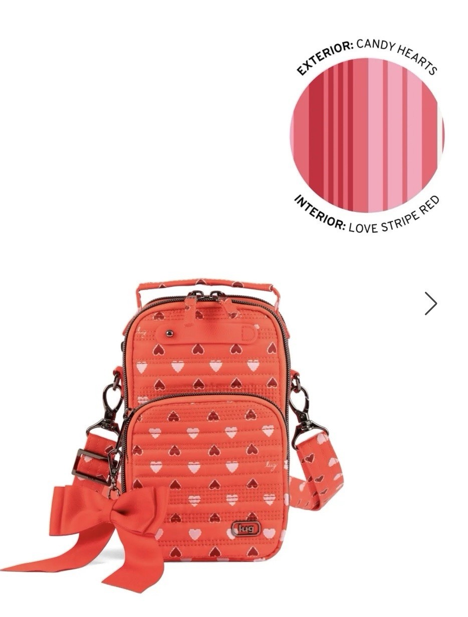 LUG Skeeter Mini Bridge Convertible Crossbody Grab n GO Belt Bag Purse Hearts