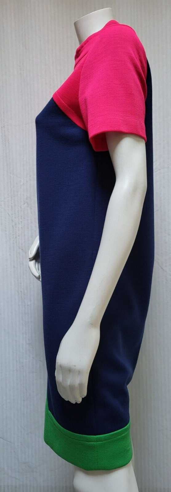Vintage 1960’s Blue Pink Green Mod Double Knit Dress – Size M