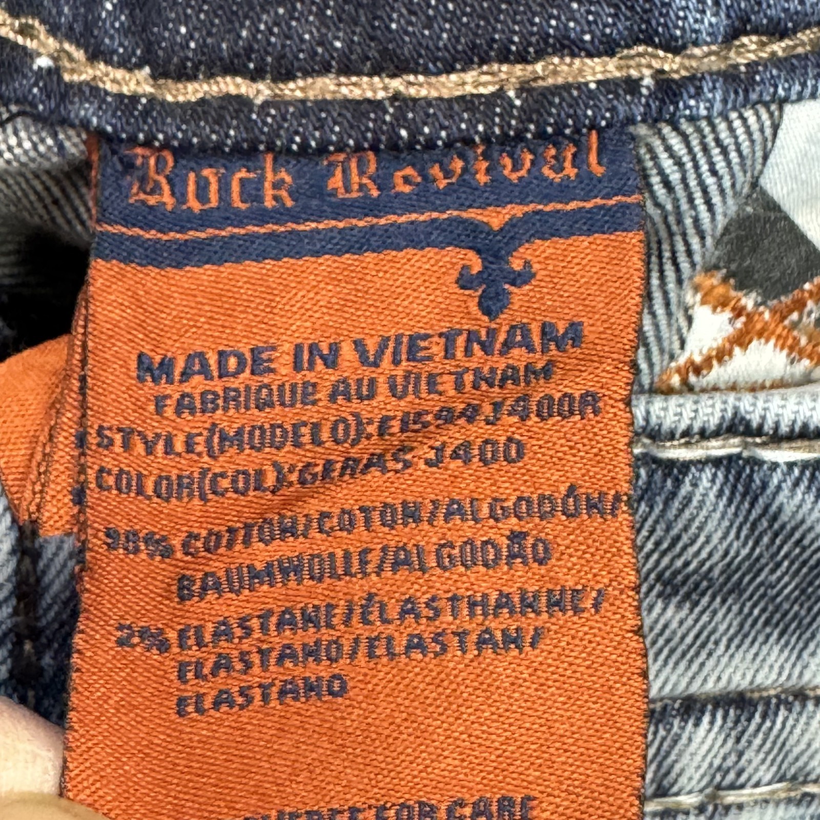 Rock Revival Jeans Mens 32×32 Blue Geras Denim Pants Embroidery Faded Stretch