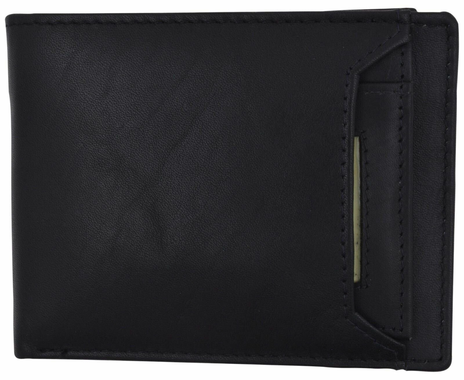 Mens Bifold Black Wallet Premium Leather Front Removable ID/Card Holder Wallet
