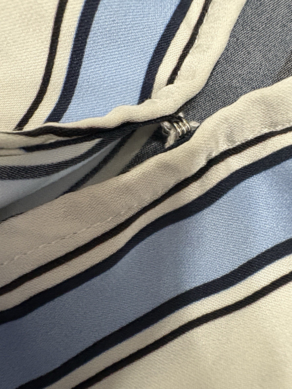 Veronica Beard Rahi Blue Stripe Quiet Luxury Silk Blend Sleeveless Designer Top