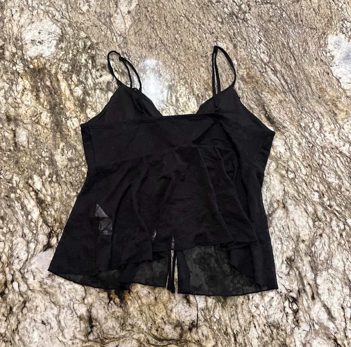 Garage Embroidered Mesh Flyaway Cami Top Womens Medium Black