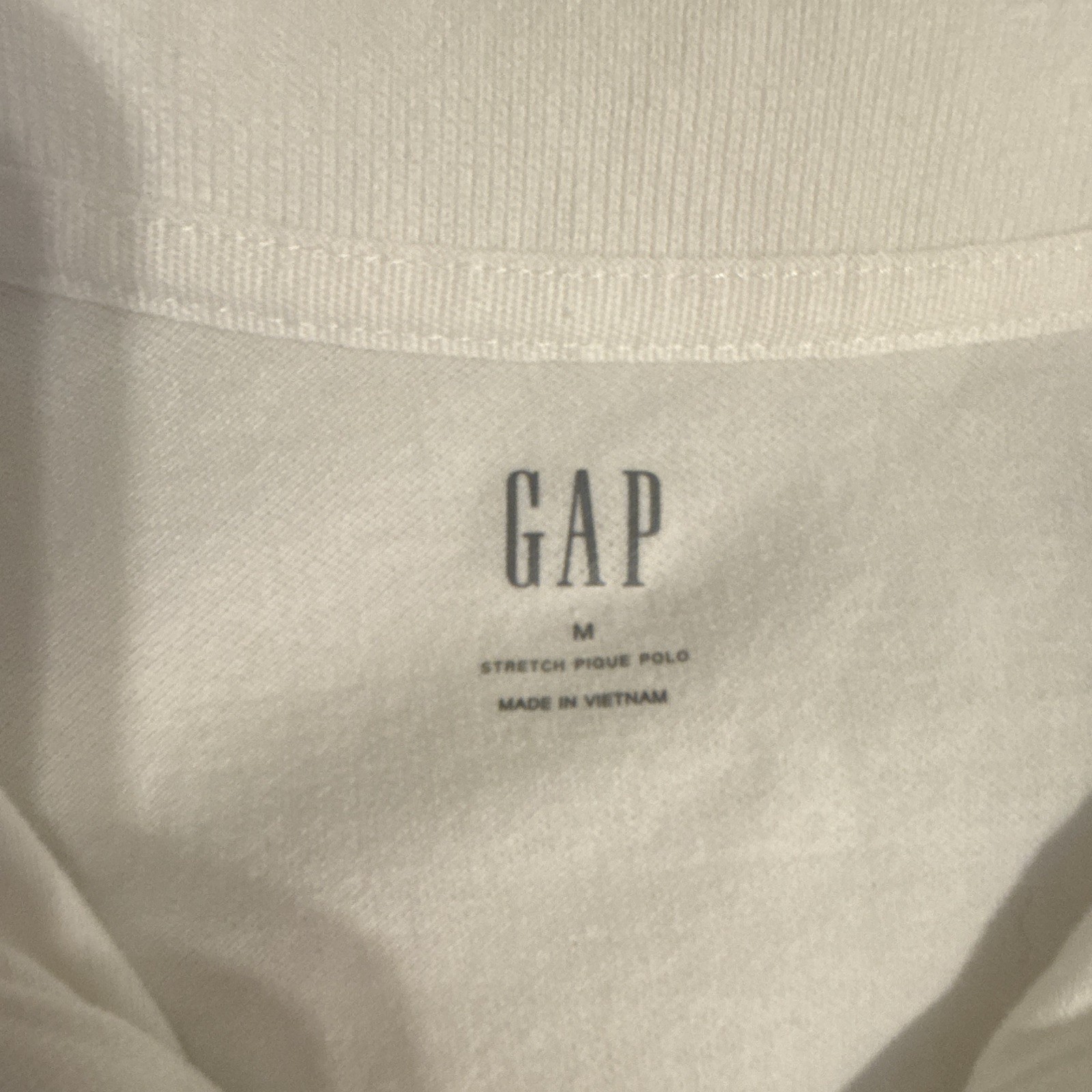 Gap Men’s Stretch Pique Polo Shirt White M Regular Short Sleeve Collared Solid