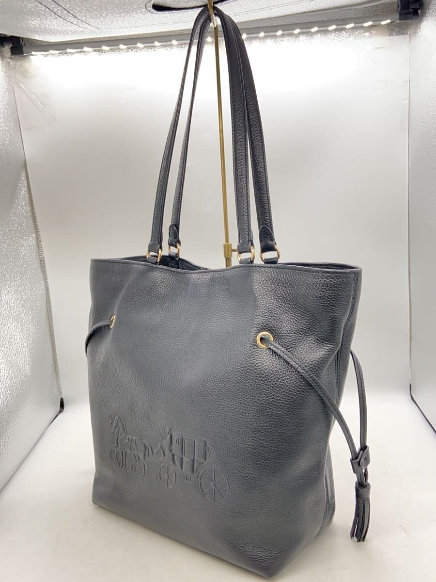 COACH Leather Tote Bag, Black, Plain, CA200, Andy Tote