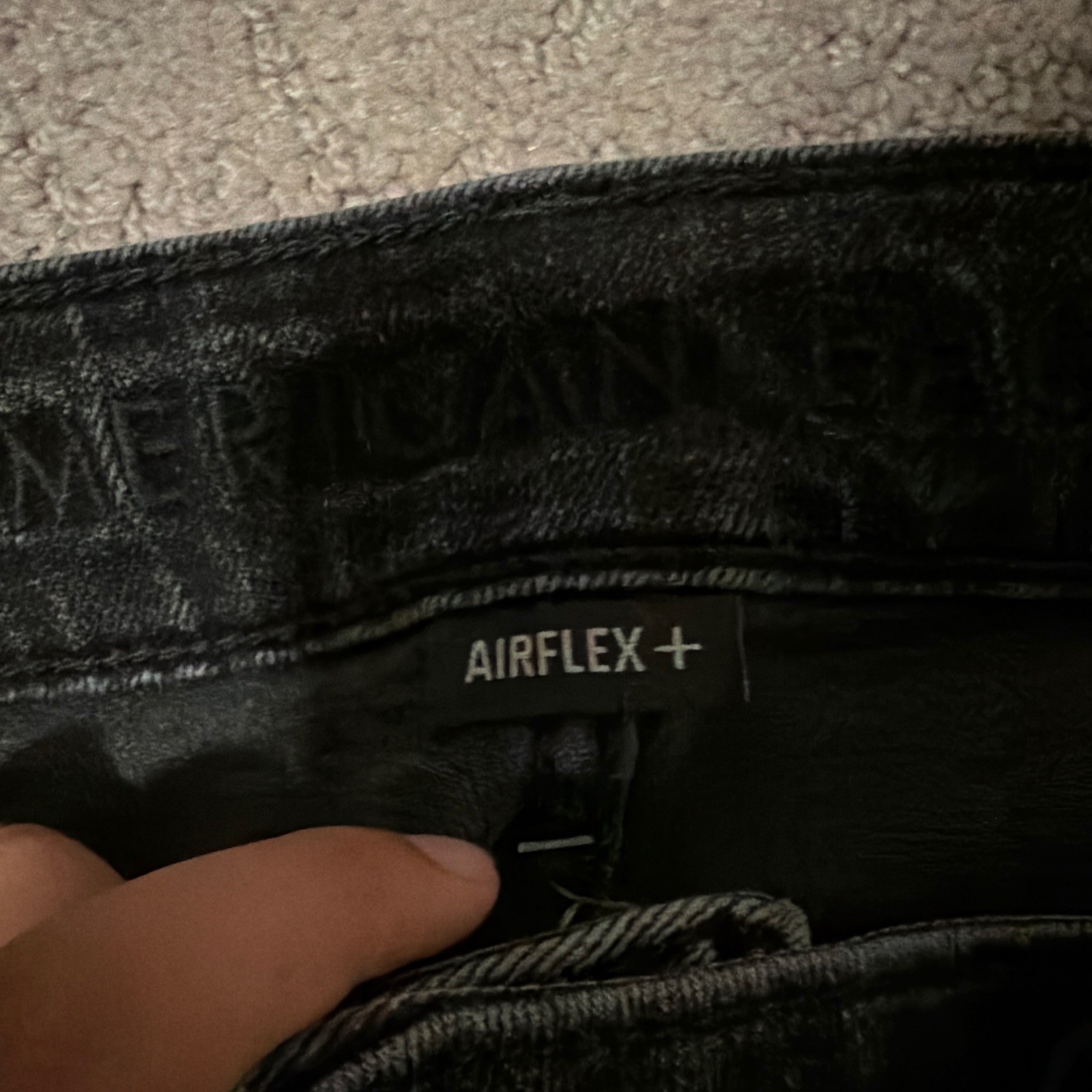 Mens American Eagle AirFlex+ Black Distressed Ripped Skinny Slim Jeans 31