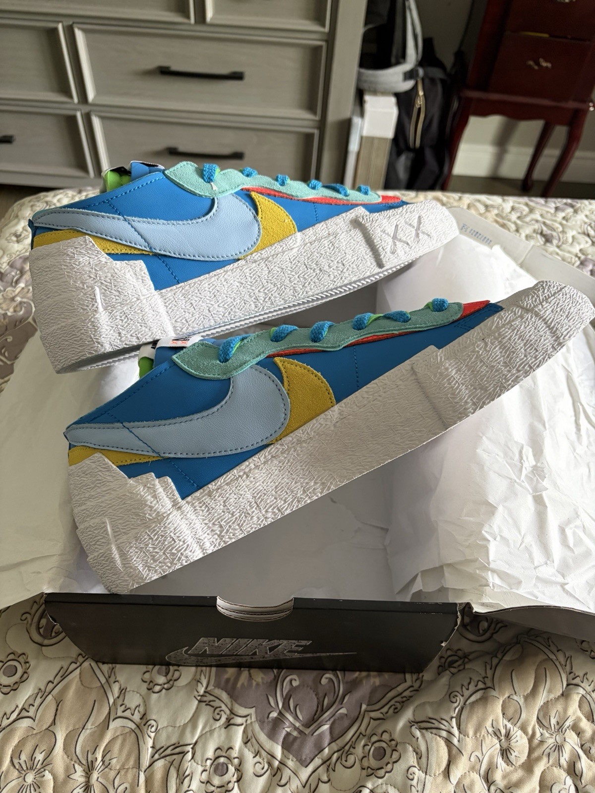Nike Blazer Low Sacai KAWS Neptune Blue Limited Edition Leather Sneaker