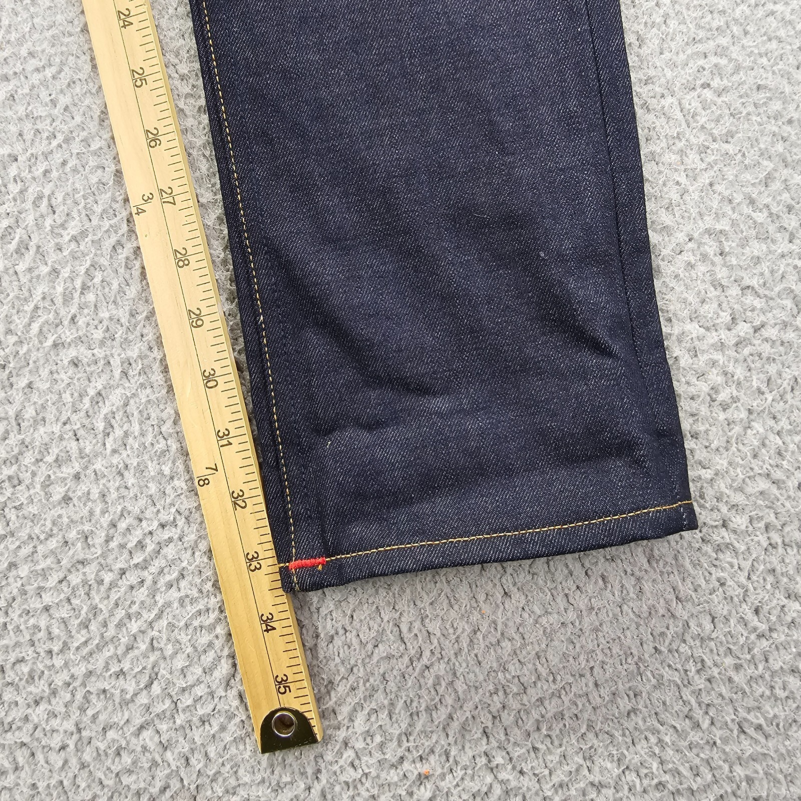 Gustin Selvedge Jeans Mens 31×34 Blue Dark Wash Denim Skinny Button Fly USA