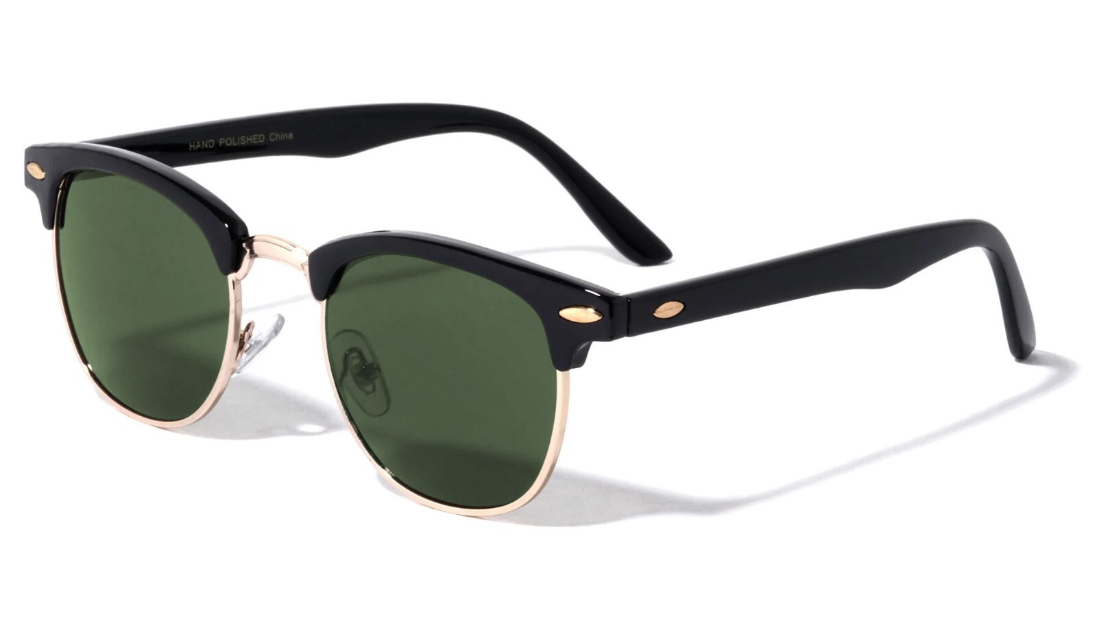 Retro Vintage Polarized Sunglasses Mens UV400 Half Metal Frame Club Sunglasses