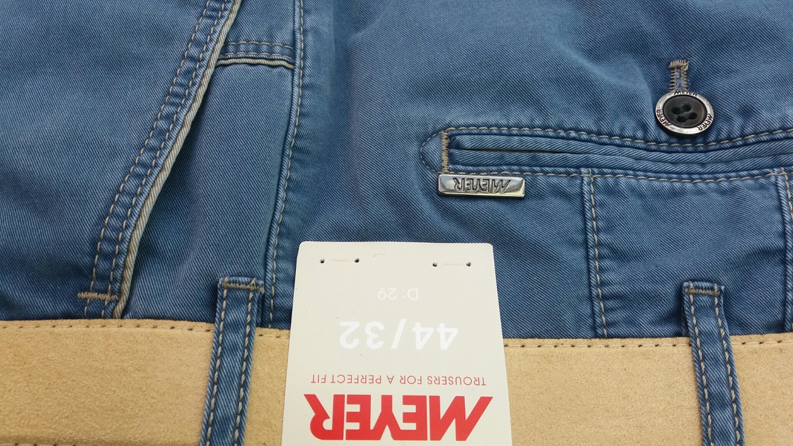 Meyer blue Cotton New York Chinos 1-5001/17 for Big Men 42″44″46″48″50″52″