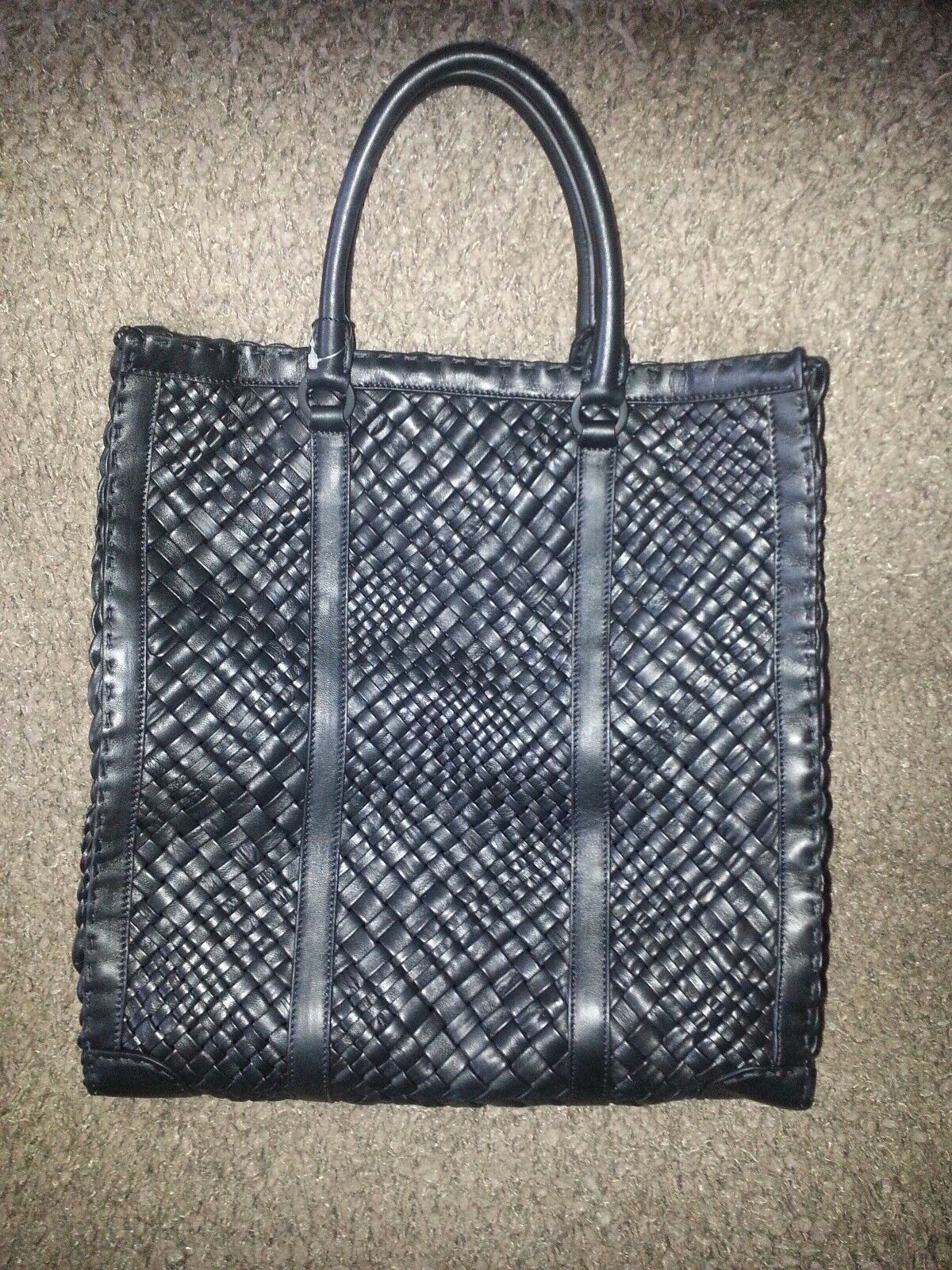 FALOR Falorni La Borse ITALY Hand Woven Black F2150 Leather Tote-RARE MODEL-NWT