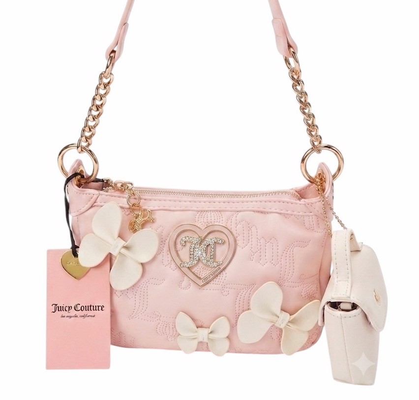 Juicy Couture Shoulder Bag Save The Best For Lastw/ Bows & Coin Purse Blush Pink