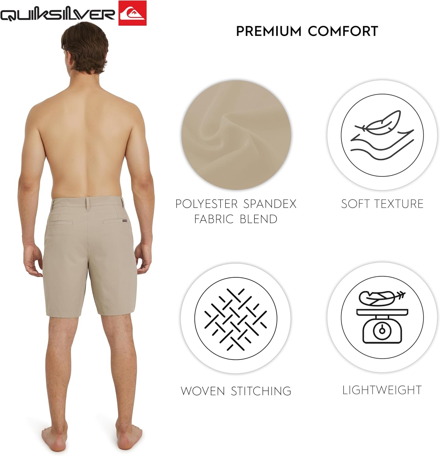 Men’s Regular Fit Fixed Waist Water Friendly Active Hybrid Shorts