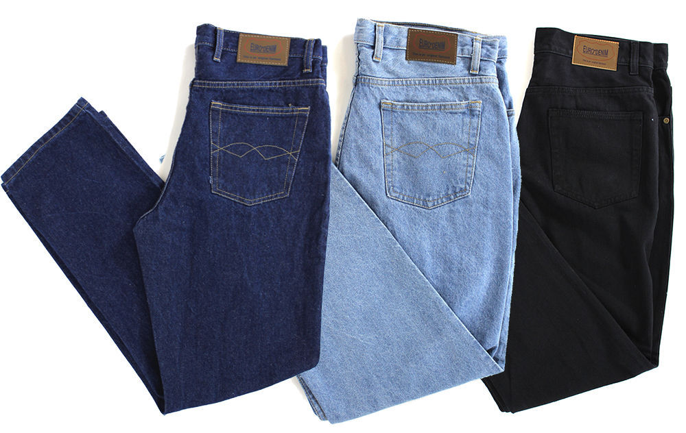NEW MENS BASIC HEAVY DUTY REGULAR STRAIGHT FIT DENIM JEANS HARD WEARING 30″-48″