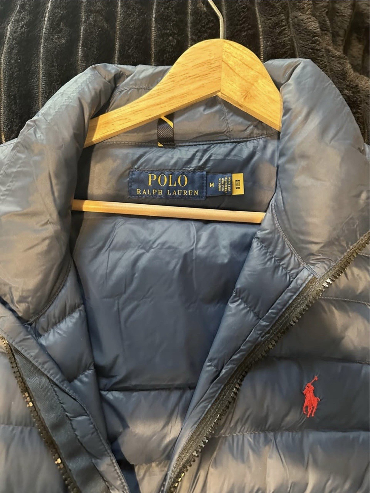 Polo Ralph Lauren Men’s Blue Down Puffer Vest Full Zip Pockets Size M