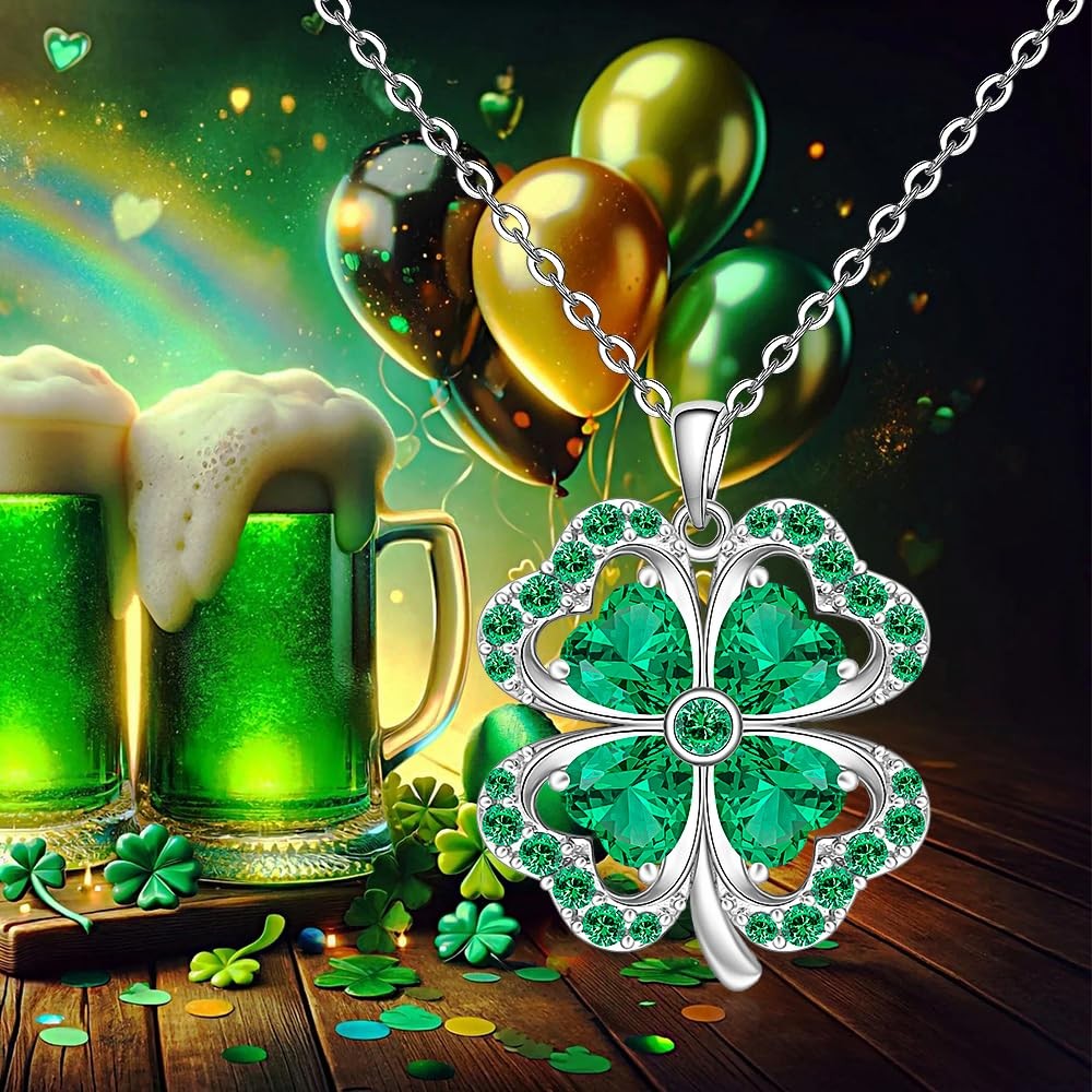 Talonior Shamrock Necklace St Patricks Day 0.86×0.9 inch, Green