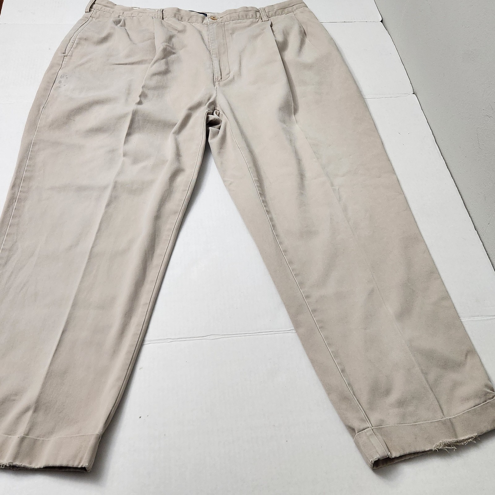Polo Ralph Lauren Men’s Beige Cotton Twill Pleated Cuffed Chinos 42W
