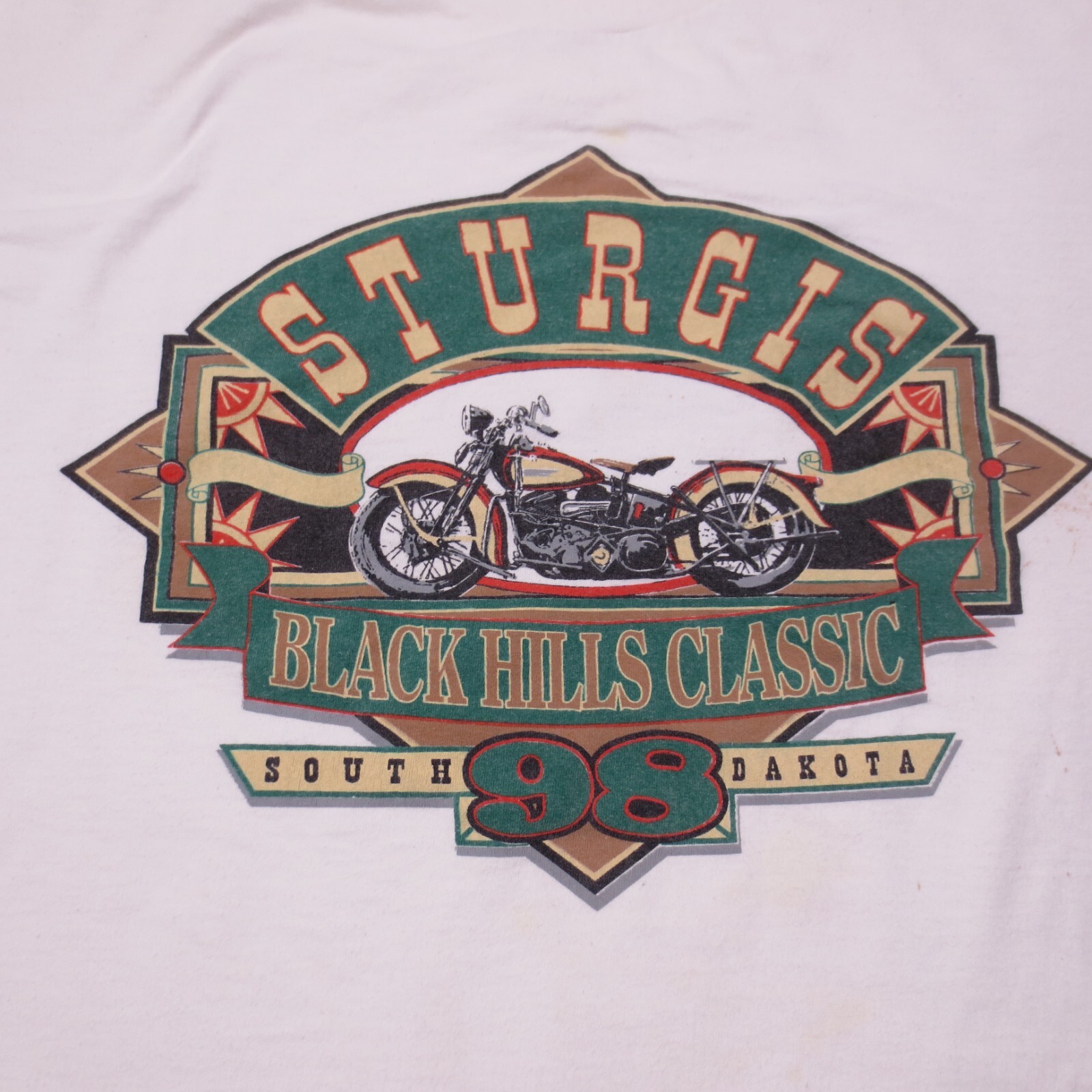 VINTAGE Sturgis Shirt Mens 2XL XXL White Motorcycle Biker Rally Eagle 90s USA