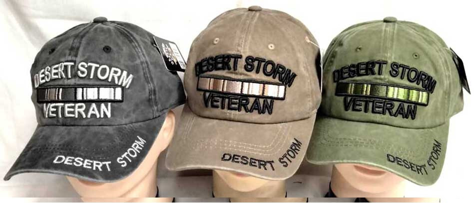 DESERT STORM Veteran COTTON TWILL (BLACK) EMBROIDERED Cap Hat LICENSED