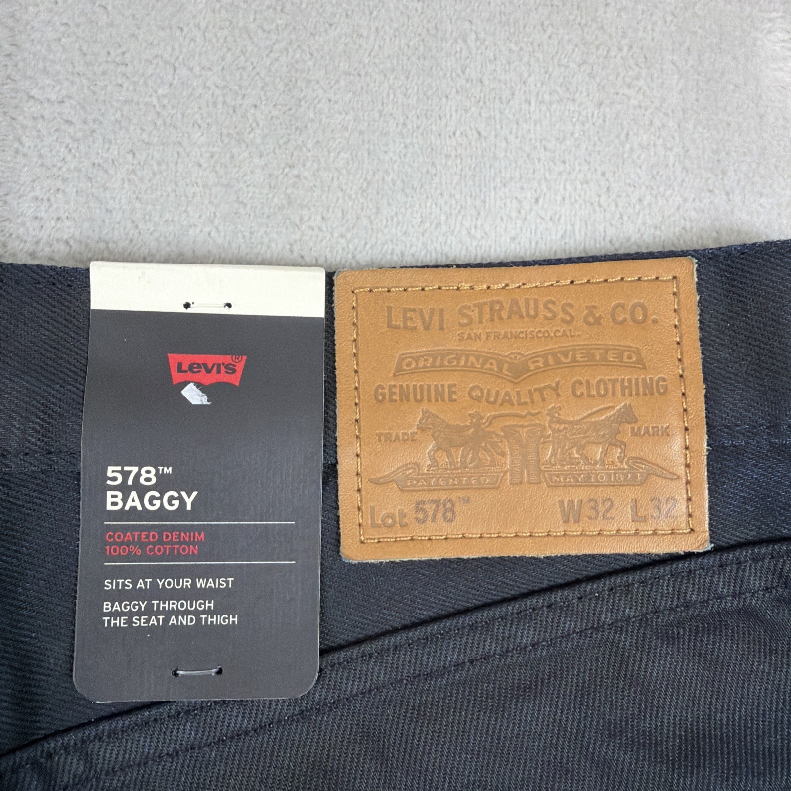 Levi’s Premium 578 Baggy Coated Denim Jeans Men’s Size 32×32 Blue Cotton Y2K