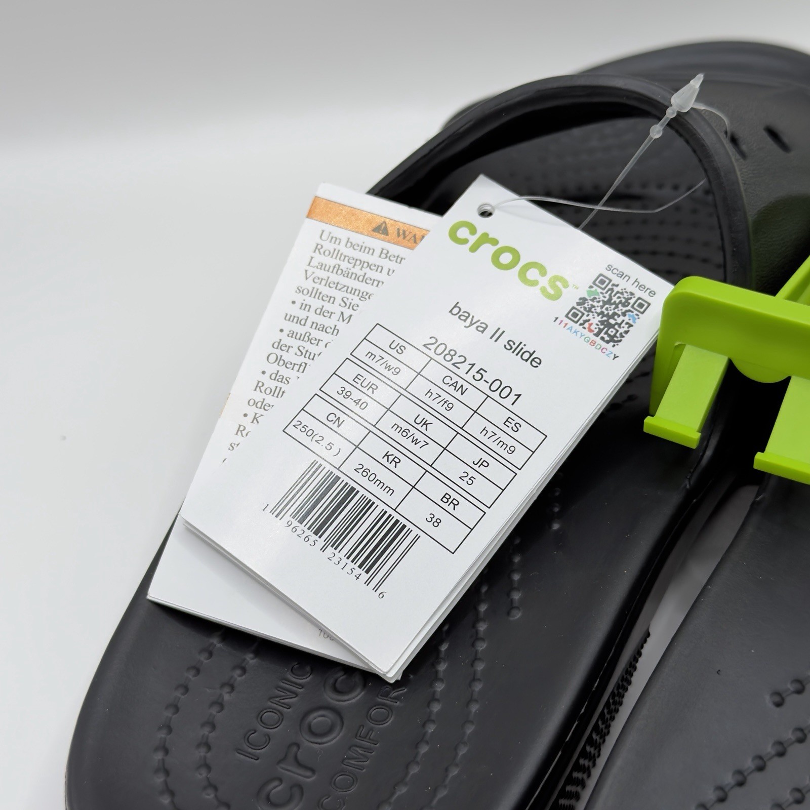 Crocs Adult Baya II Black Slides Sandals US Women’s Size 9 New with Tags