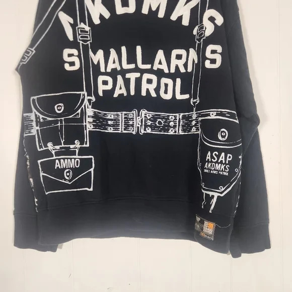 Vintage Akdmks ASAP Black White All Over Print Sweatshirt Sz L Rare Streetwear
