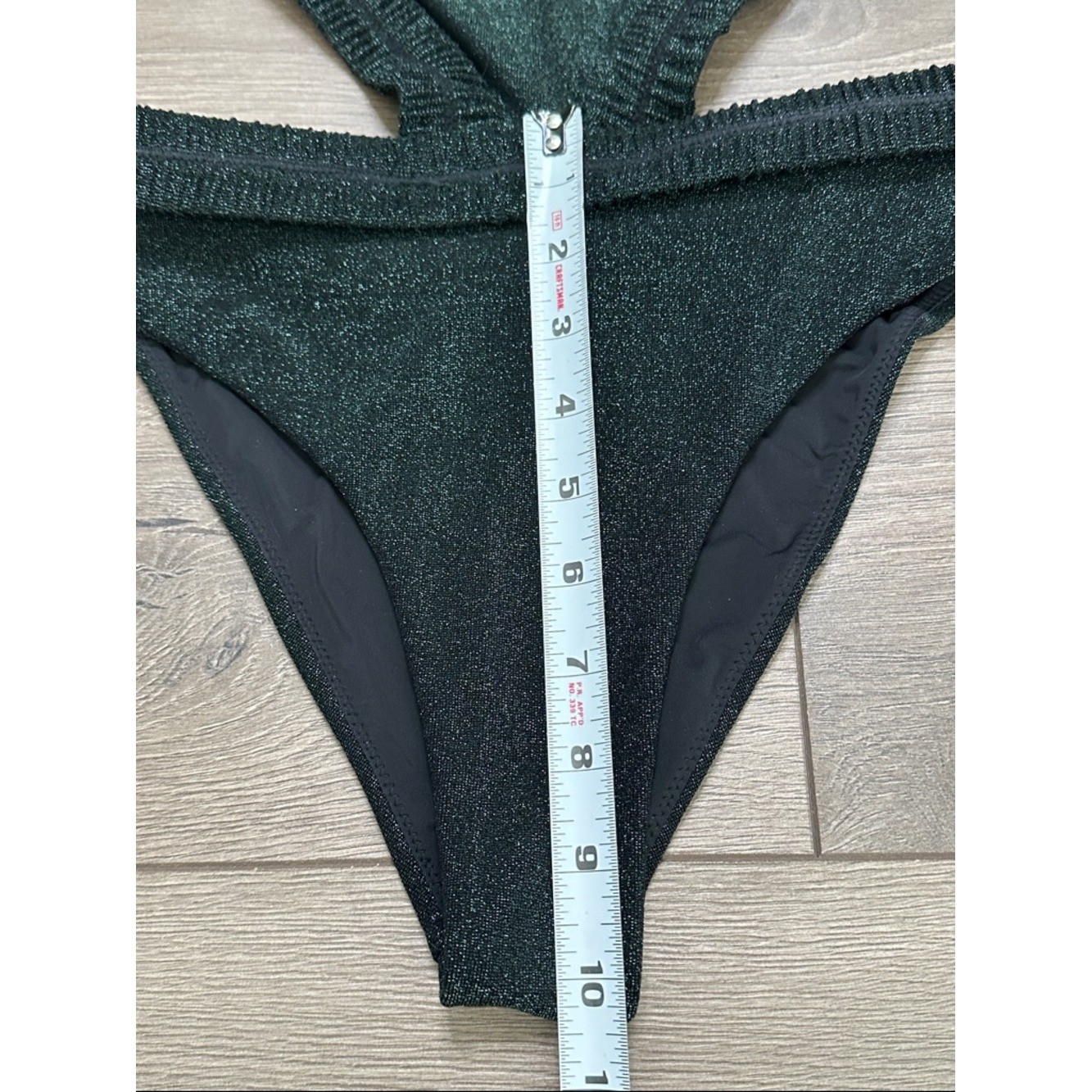 Devon Windsor Yara Shimmer Cutout One Piece Swimsuit Midnight Green Size XS