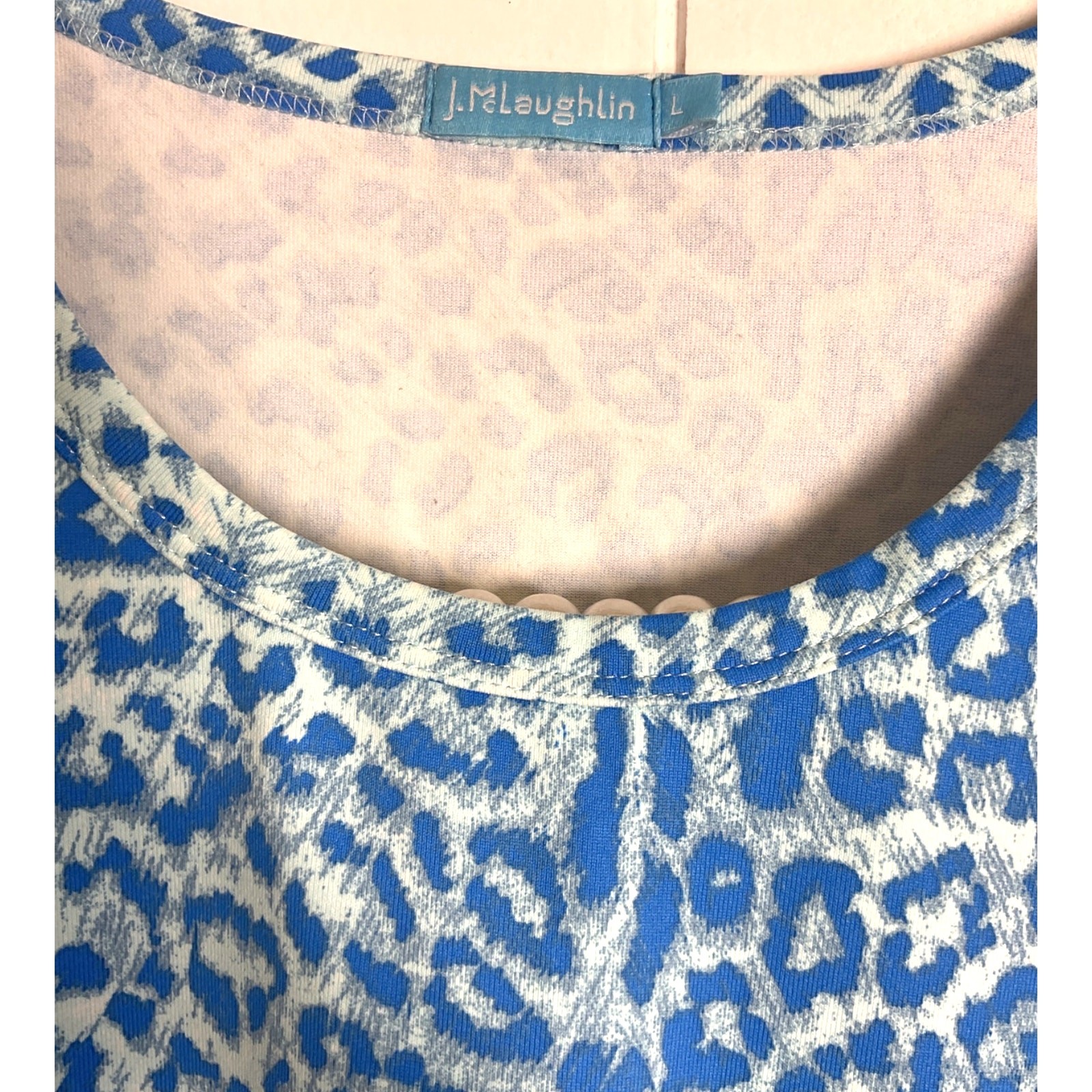 J McLaughlin 2 for 1 Blue/White Printed Nylon Blend Great Stretch Shirts SZ L