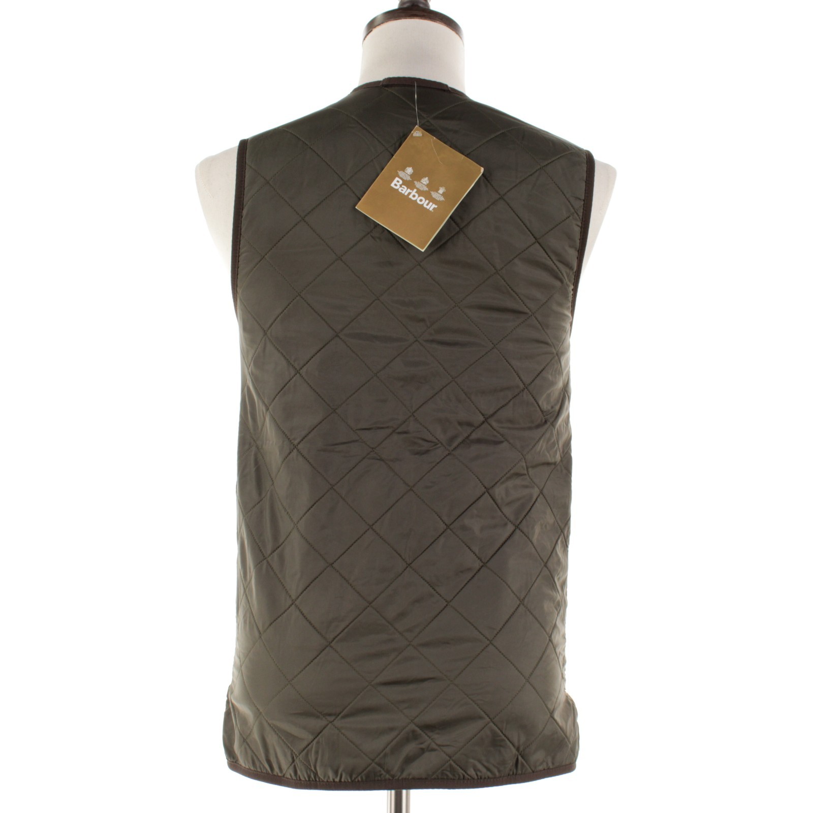 Barbour NWT 100% Polyamide Polar Quilt Waistcoat Size Small In Greenish Brown