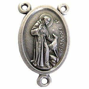 St. Anthony of Padua and St. Francis – Pewter center (2.2×1.6 cm-0.86×0.6″)