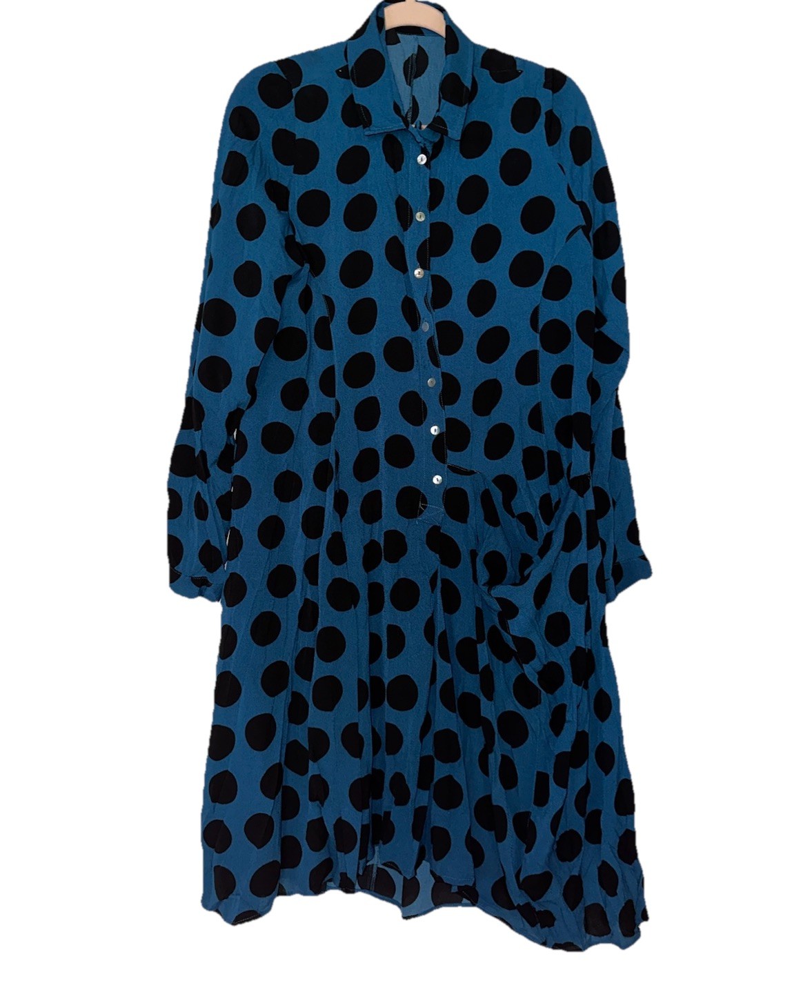 Alembika Dress Womens Size 4 (XL) Dolly Wonderful Teal Assymetrical Polka Dot