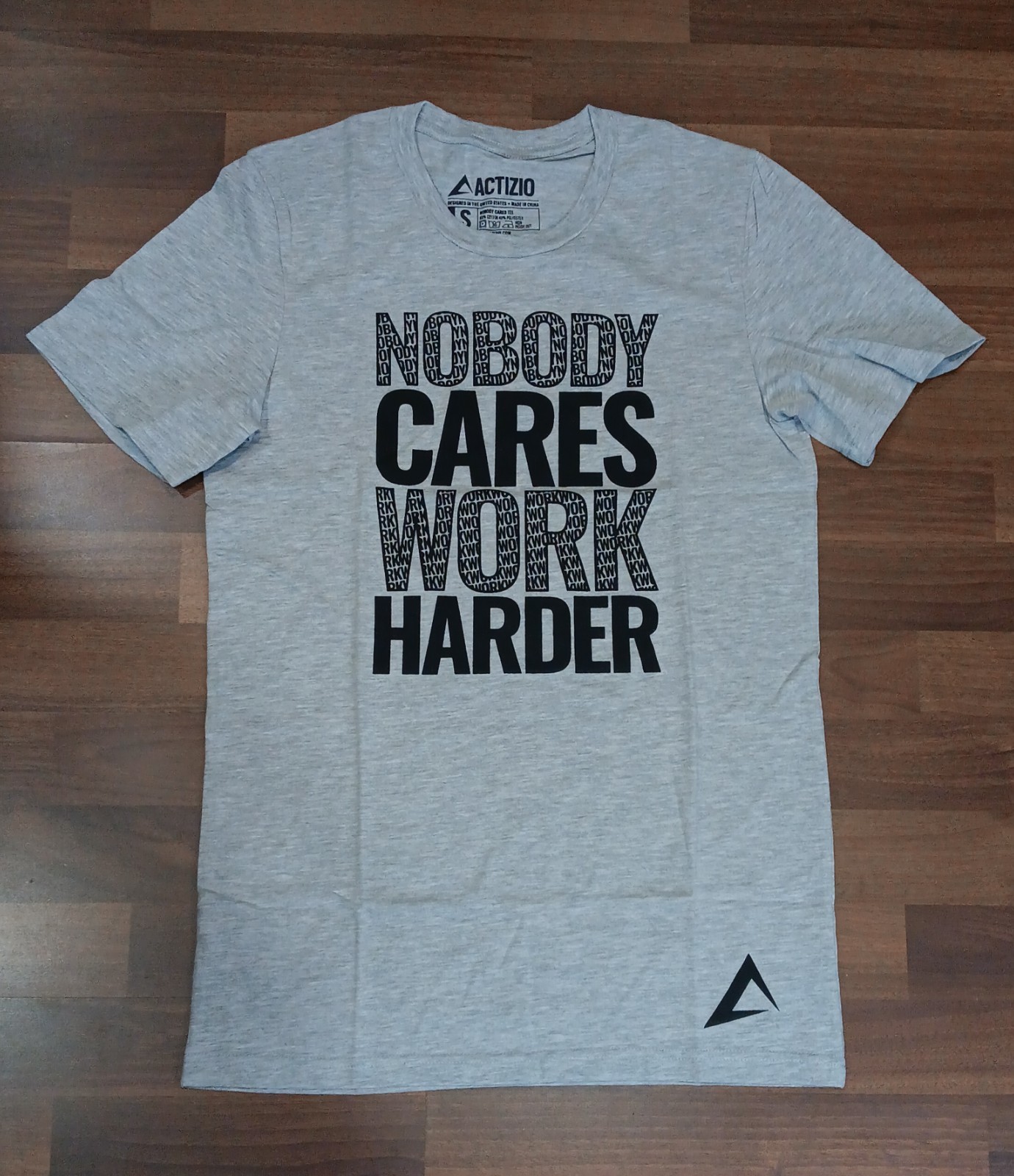 Actizio Mens Workout Sweat Activated Nobody Cares Work Harder T-shirt Small