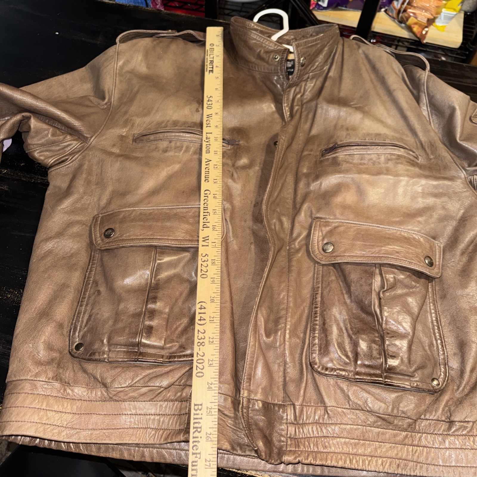 Vintage Segura 1970s Men’s EU40 US48 Brown Leather Well Loved Bomber Jacket-