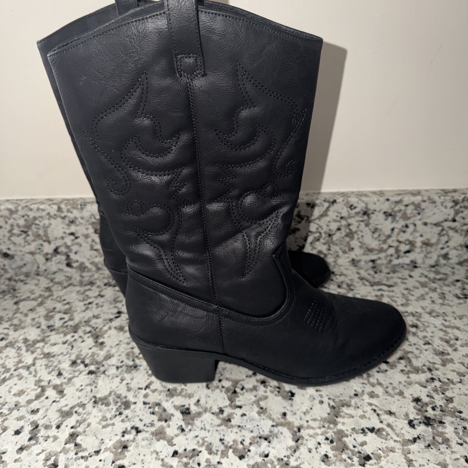 Charles Albert Women’s 100% Vegan Leather Western Black Boots Yeehaw Size 11