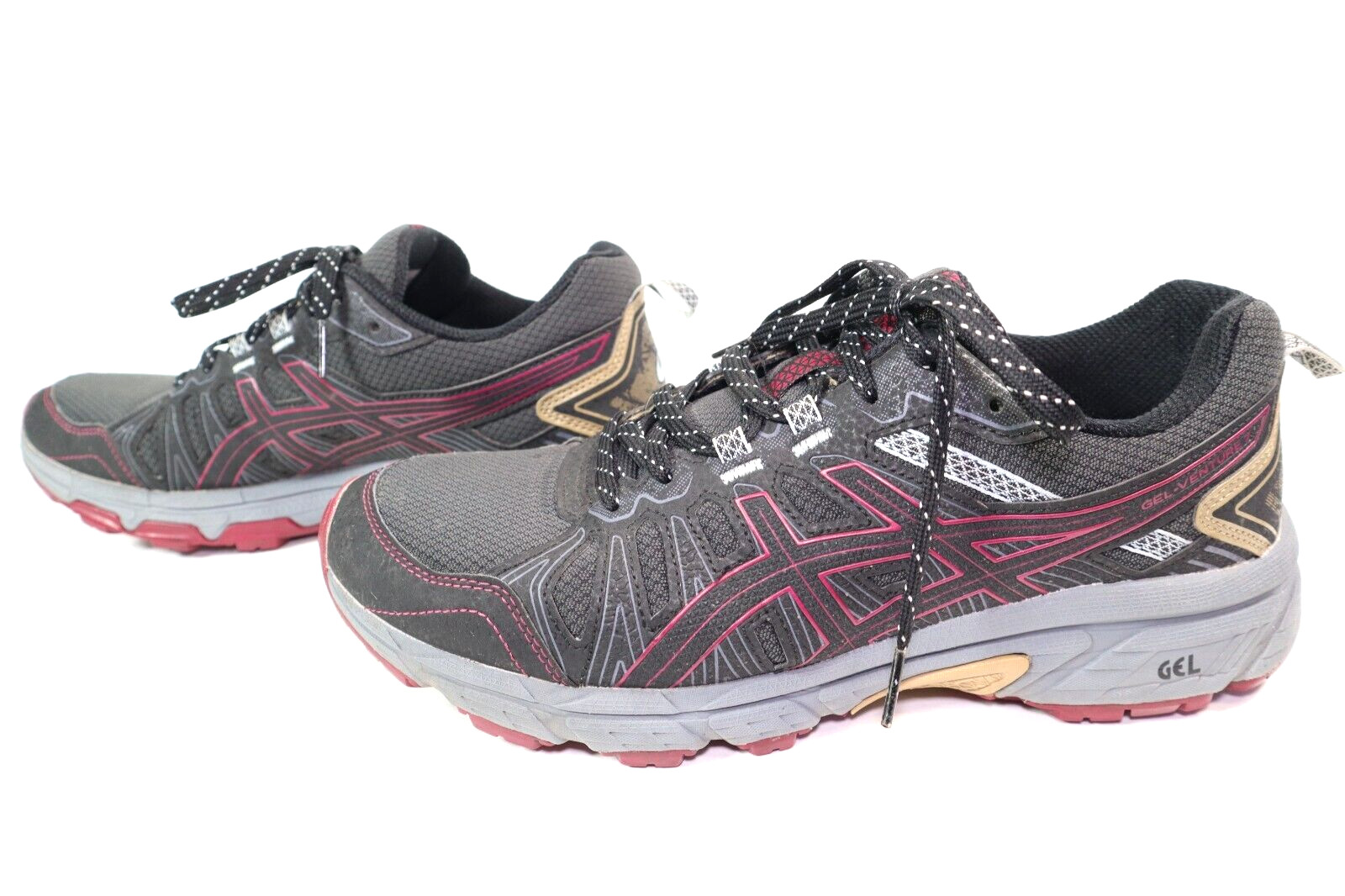 Asics Gel-Venture 7 Comfort Trail Running Shoes Women’s Size 9.5 Black Gray Pink