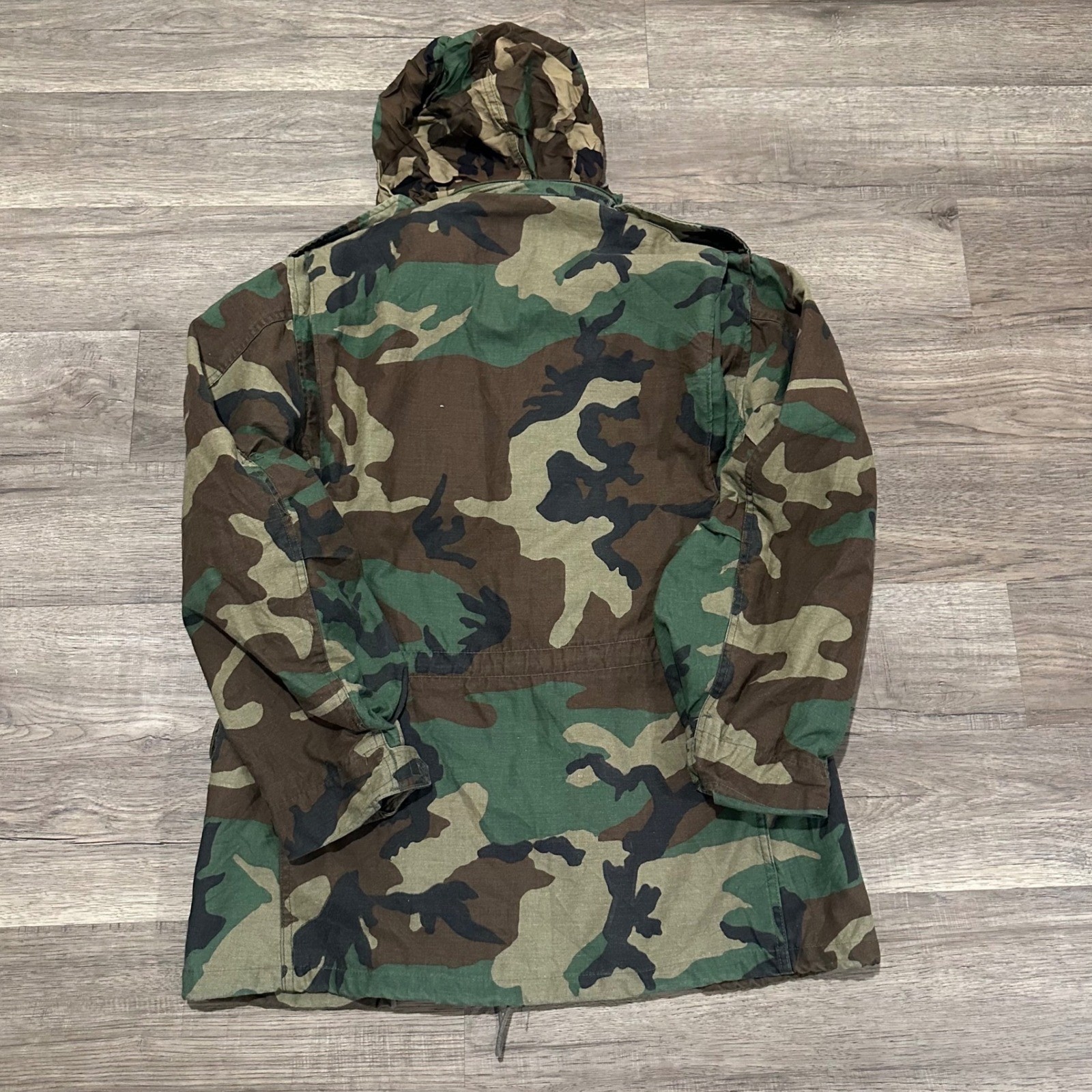 Vtg 1983 US Army M65 Field Jacket Medium Long Woodland Camo Winfield Coat 80s