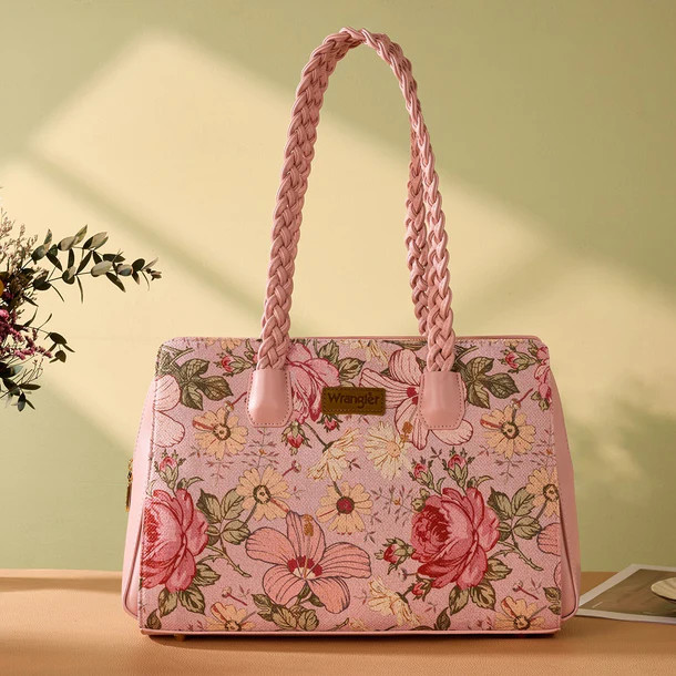 Wrangler Floral Print Braided Satchel Bag