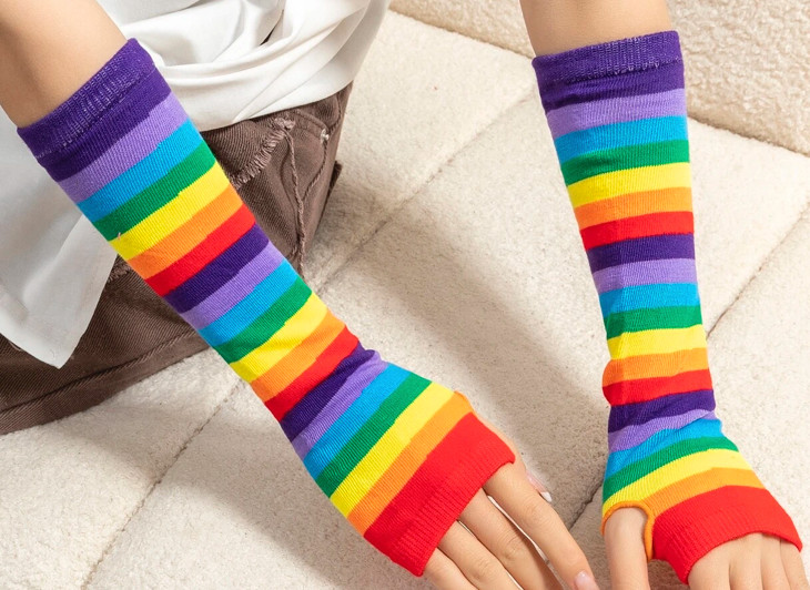 9 PCS Bundle Costume LGBTQ Pride Rainbow Flag Sunglasses Headband Socks Necklace