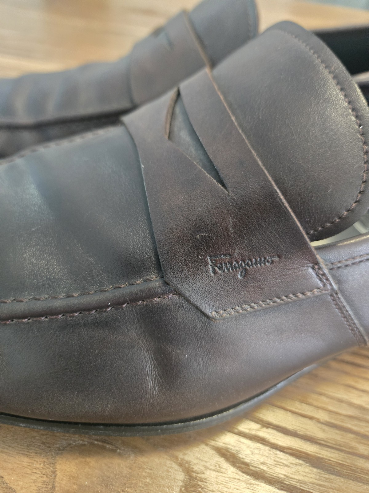 Ferragamo Dark Brown Penny Loafers 12 D