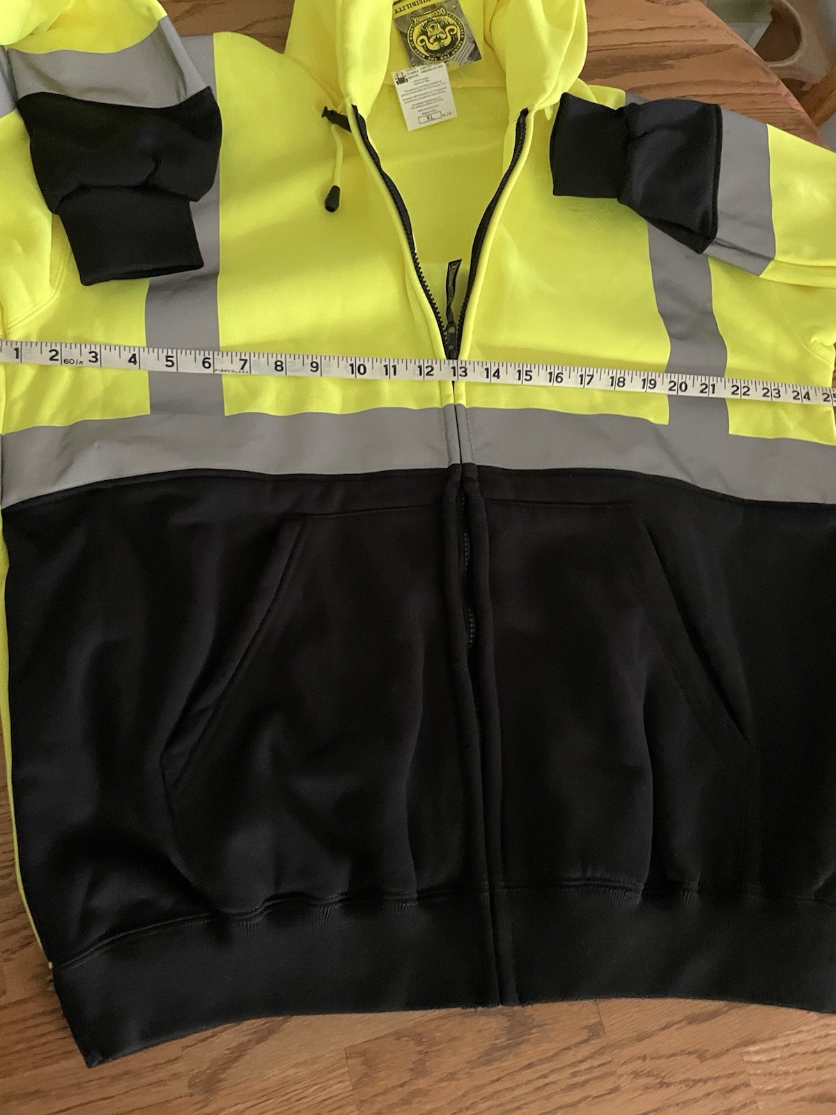 OccuNomix Hi-Vis Yellow/Black Colorblock Reflective Full Zip Hoodie XL
