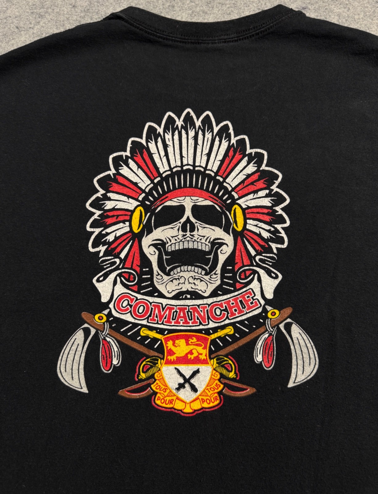 Comanche 5-15 Cavalry Charlie Troop Indian Large Black Military Shirt tiny hole