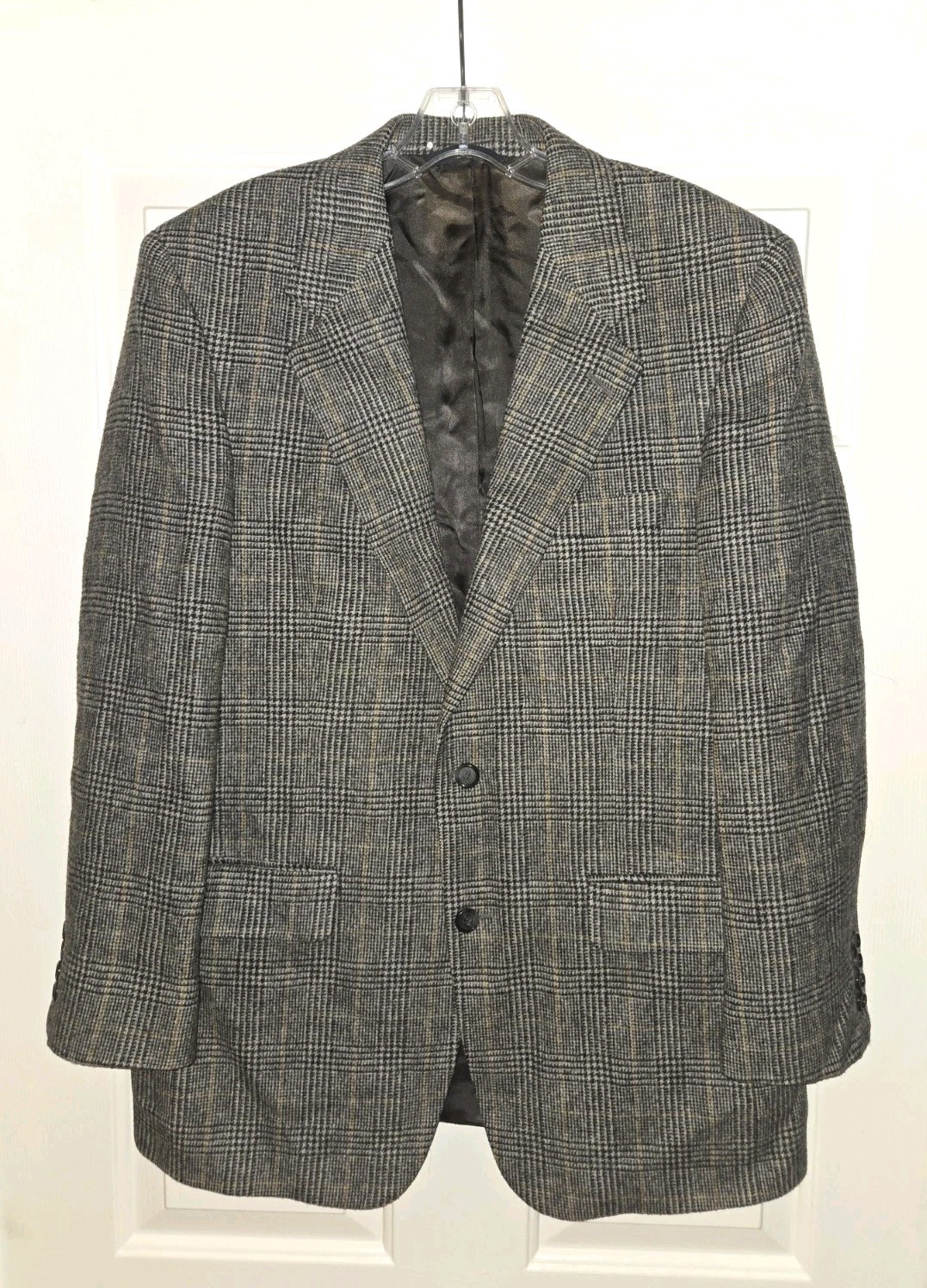 Vtg. Brooks Brothers Camel Hair Blazer Plaid Black Brown Jacket USA Union 39R